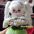 China Cotton Doll 20cm with skeleton - Girl with white ponytails in a dress